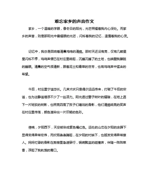 难忘家乡的声音作文