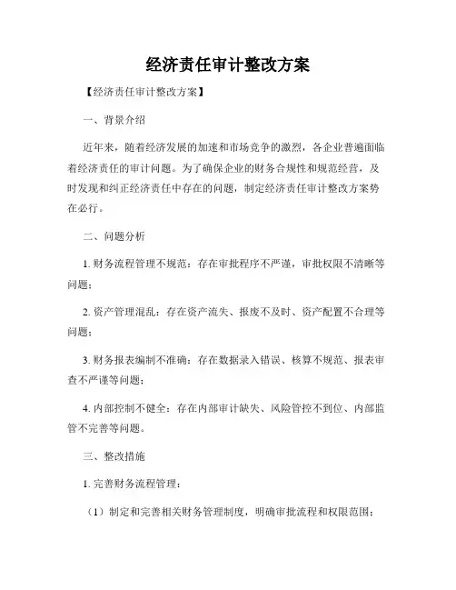 经济责任审计整改方案