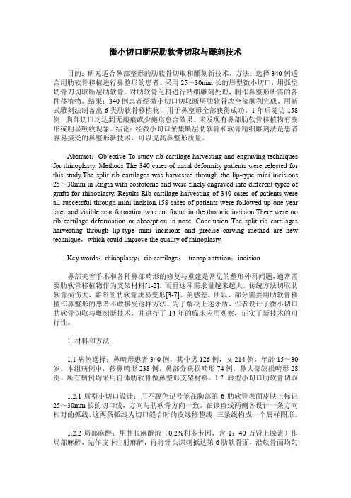 微小切口断层肋软骨切取与雕刻技术