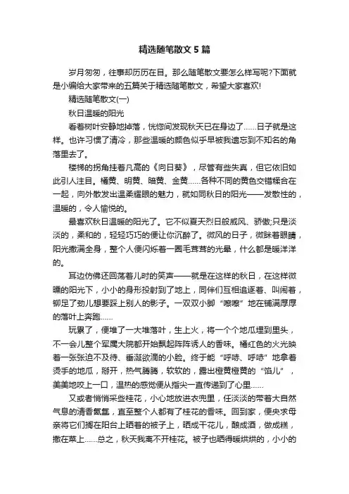 精选随笔散文5篇