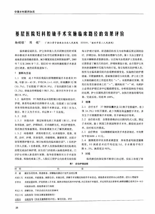 基层医院妇科腔镜手术实施临床路径的效果评价