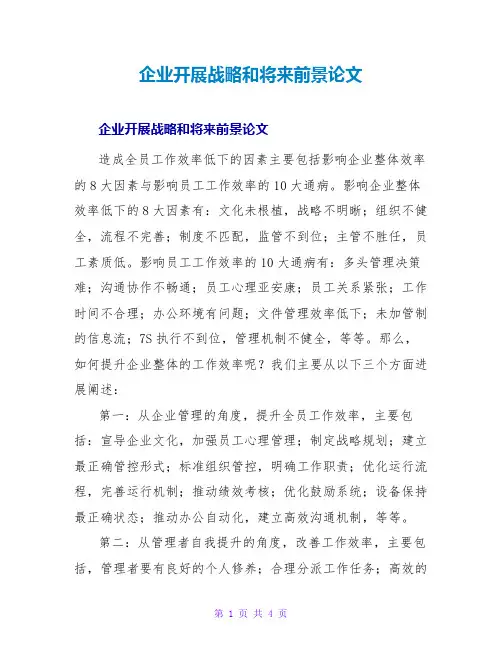 企业发展战略和未来前景论文