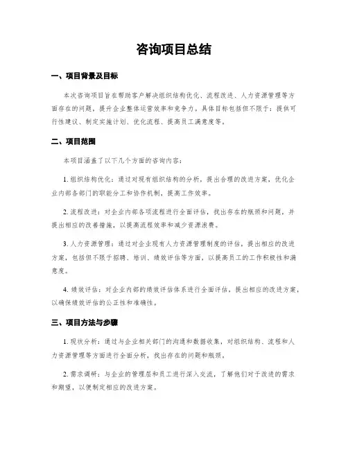 咨询项目总结