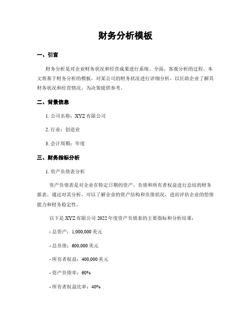 财务分析模板
