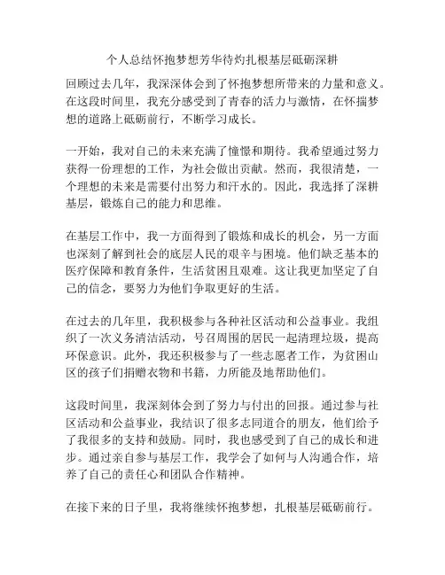 个人总结怀抱梦想芳华待灼扎根基层砥砺深耕