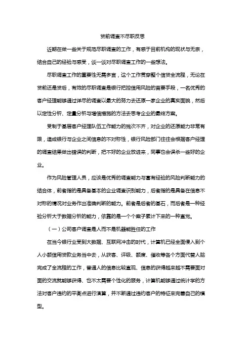 贷前调查不尽职反思