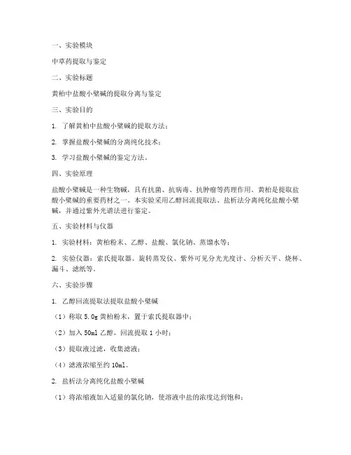 黄柏实验报告