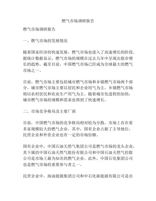 燃气市场调研报告