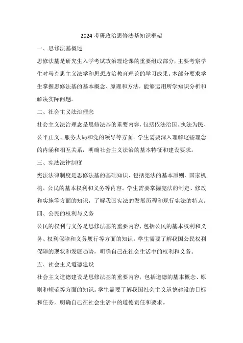 2024考研政治思修法基知识框架
