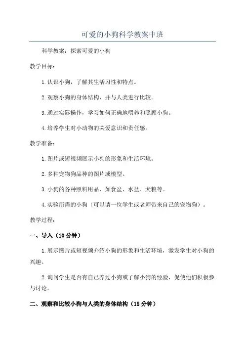 可爱的小狗科学教案中班