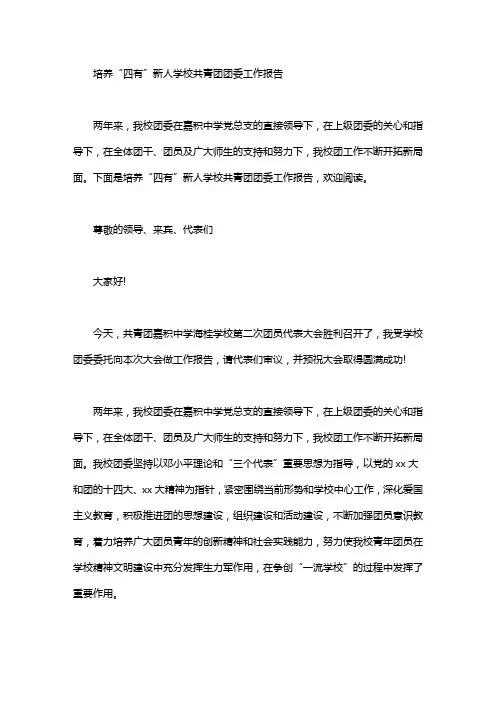 培养“四有”新人学校共青团团委工作报告