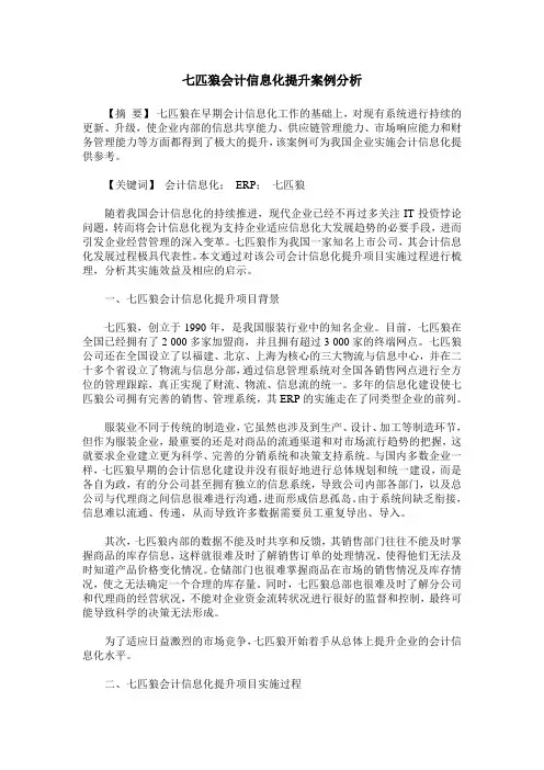 七匹狼会计信息化提升案例分析