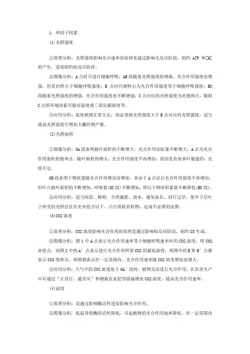 影响光合作用的因素及曲线分析