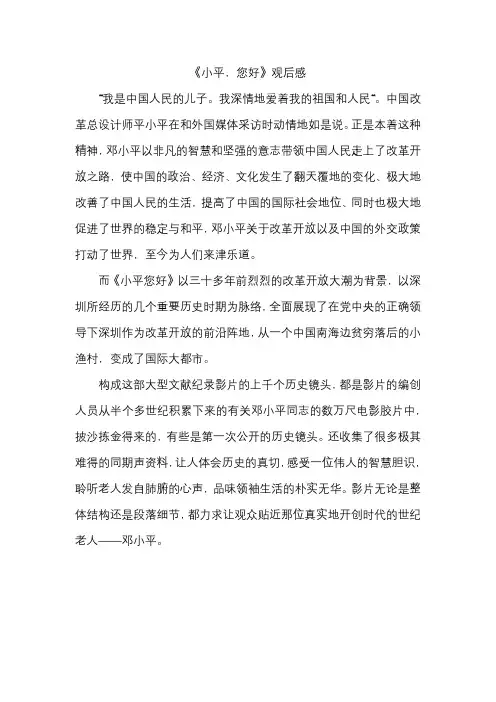 小平,您好观后感