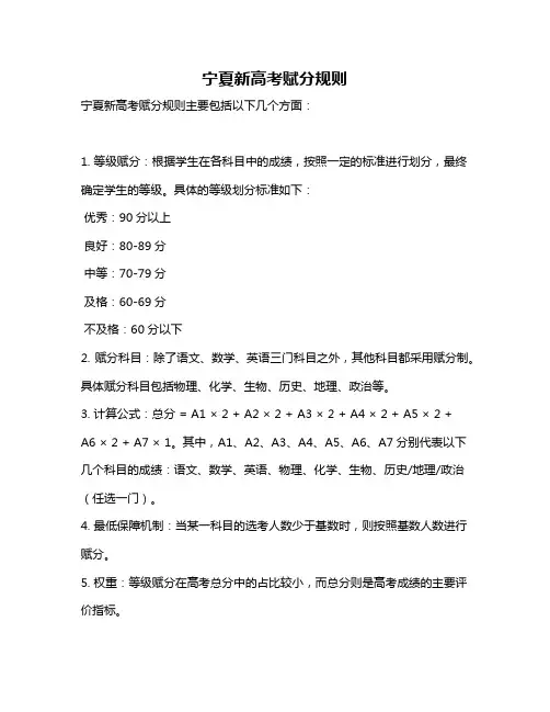 宁夏新高考赋分规则