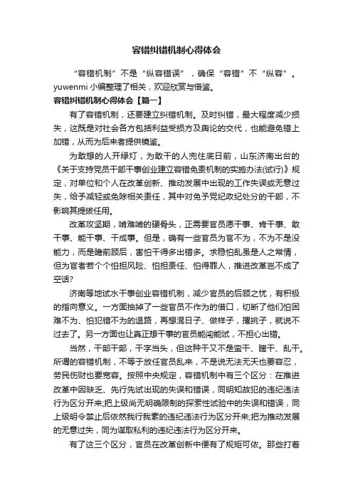 容错纠错机制心得体会