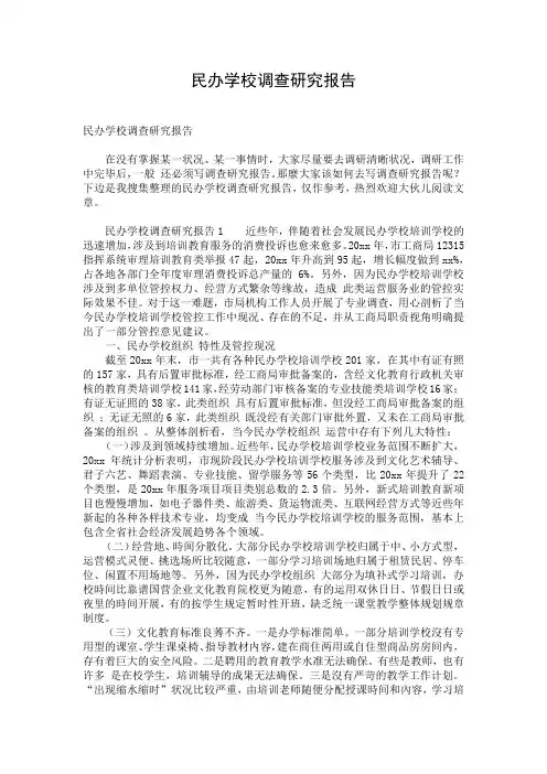 民办学校调查研究报告