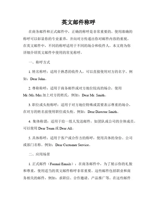 英文邮件称呼
