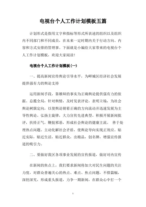电视台个人工作计划模板五篇.doc