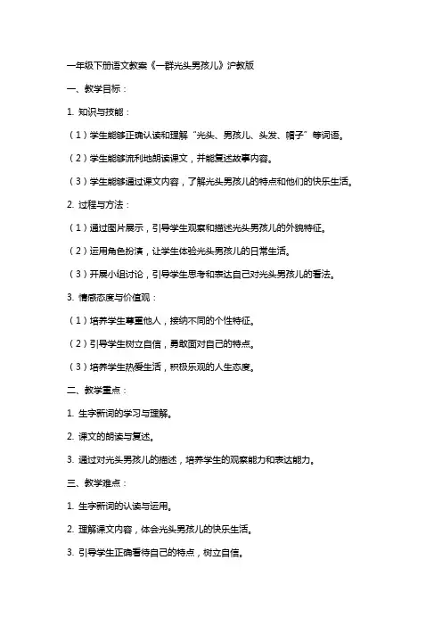 一年级下册语文教案一群光头男孩儿 沪教版