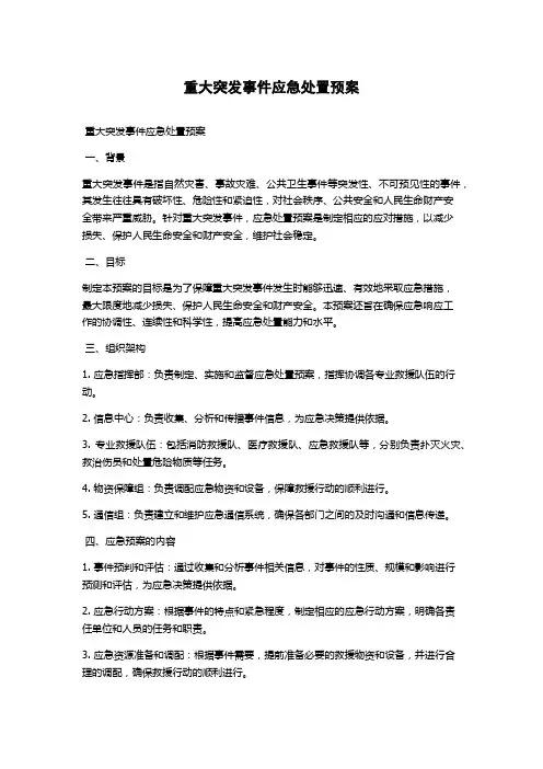 重大突发事件应急处置预案