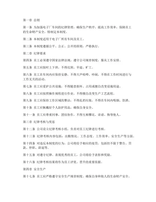 电子厂车间纪律管理制度
