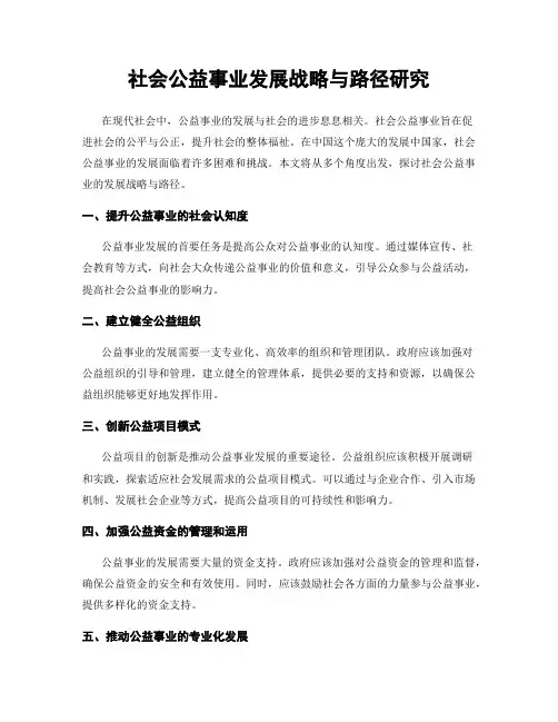 社会公益事业发展战略与路径研究
