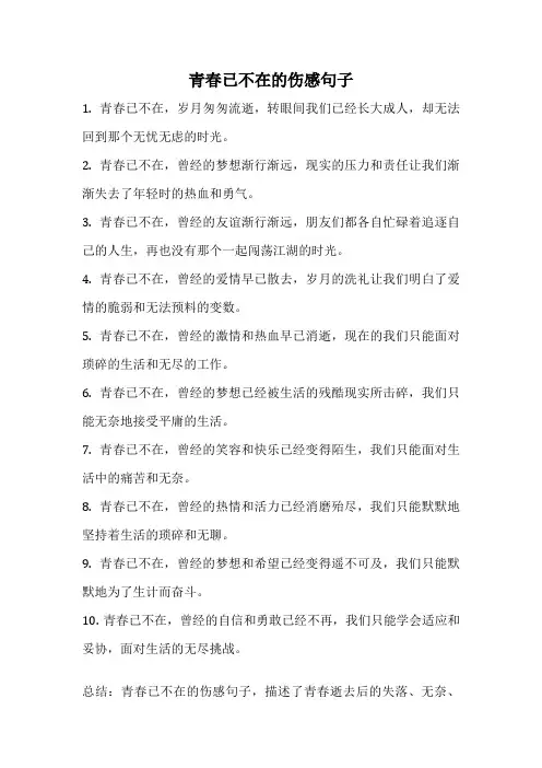 青春已不在的伤感句子