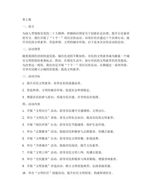十个一项目宣传活动总结(3篇)