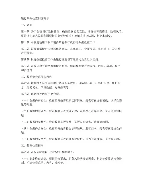 银行数据检查制度范本
