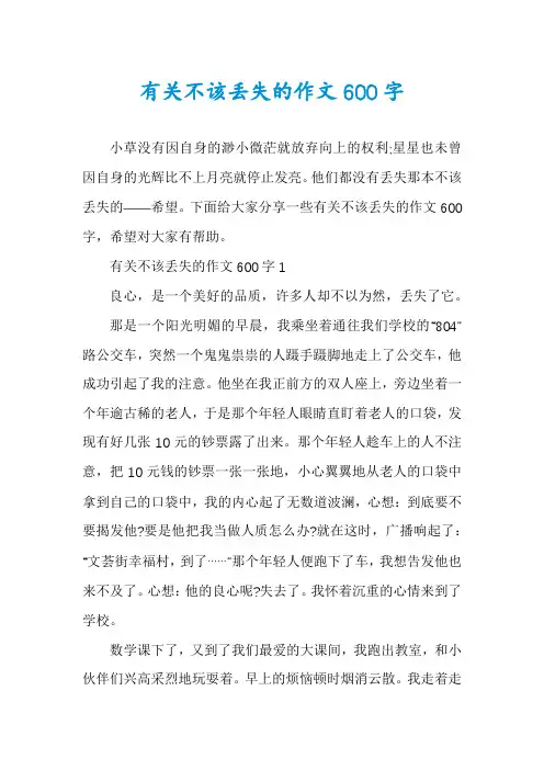 有关不该丢失的作文600字
