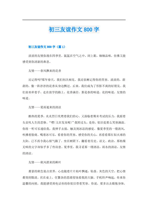 初三友谊作文800字