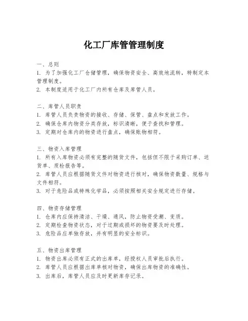 化工厂库管管理制度