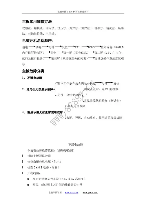 主板常用维修方法 电脑开机启动顺序 主板故障分类