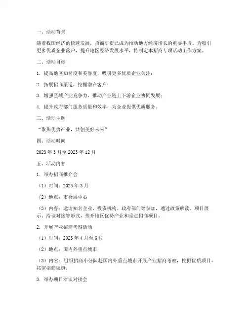 招商专项活动工作方案