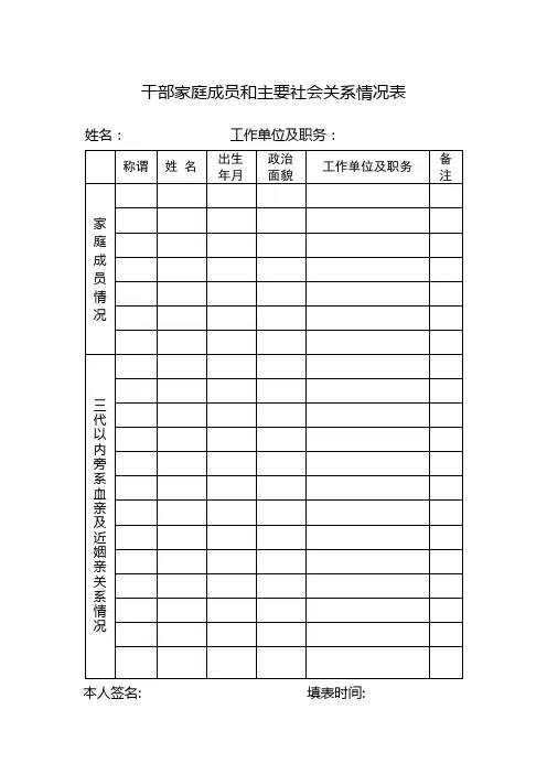 家庭成员情况表的范本