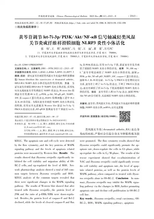 黄芩苷调节let-7i-3p／PI3K／Akt／NF-κB信号轴减轻类风湿关节炎成纤维样滑膜细胞NL