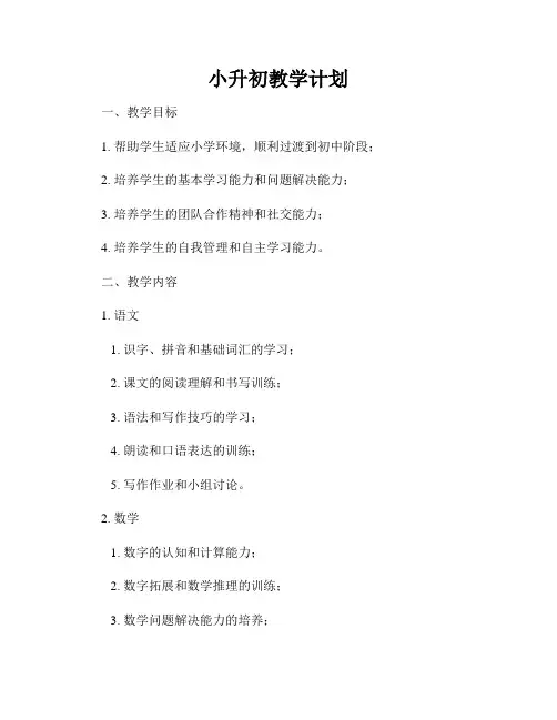小升初教学计划