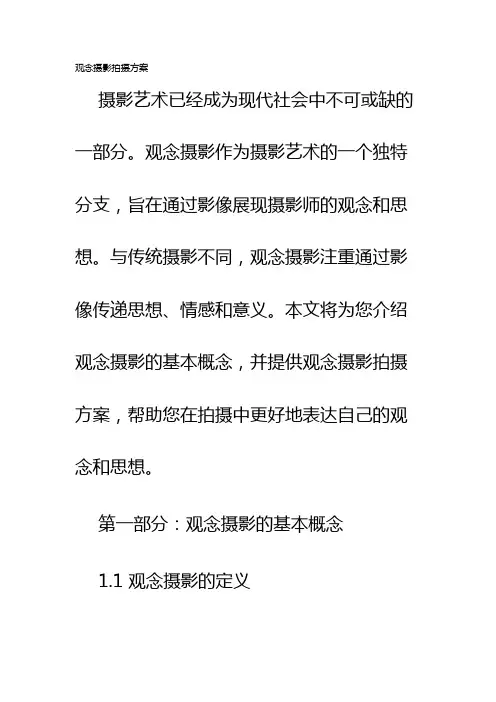 观念摄影拍摄方案
