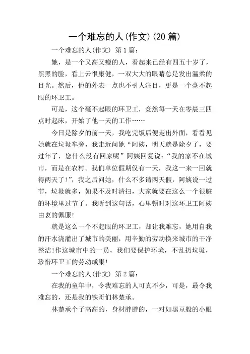 一个难忘的人(作文)(20篇)