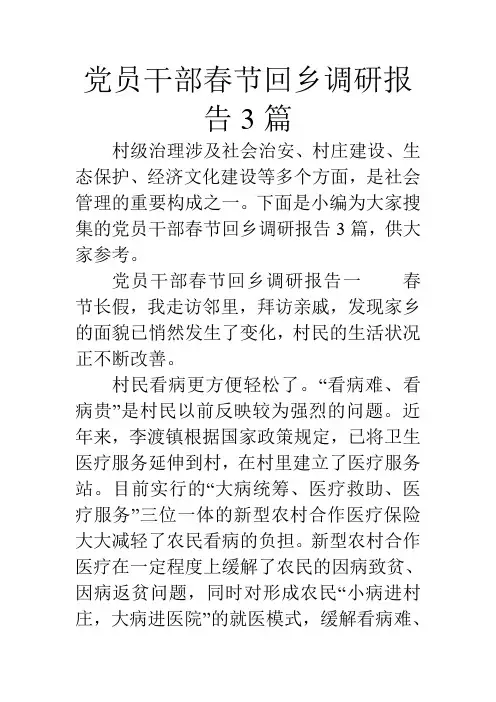 党员干部春节回乡调研报告3篇