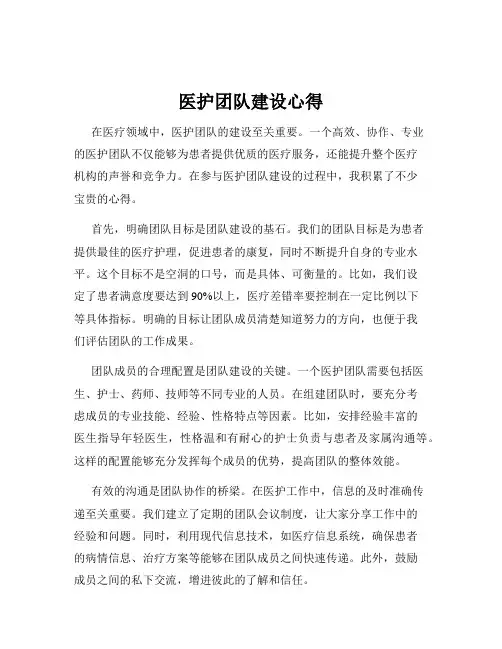 医护团队建设心得