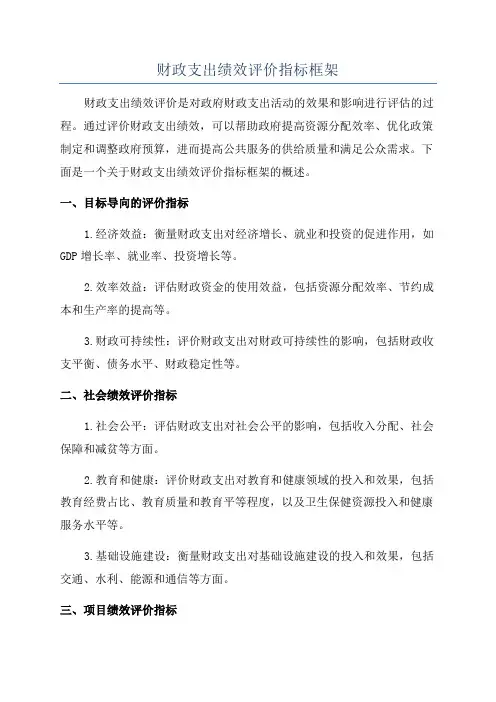 财政支出绩效评价指标框架