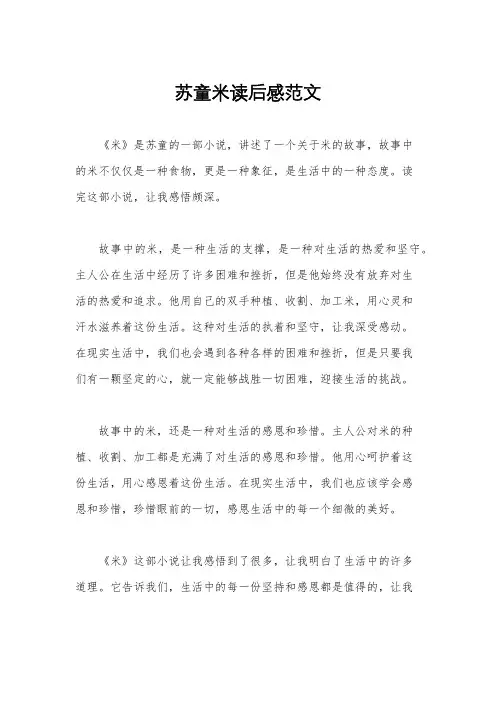 苏童米读后感范文