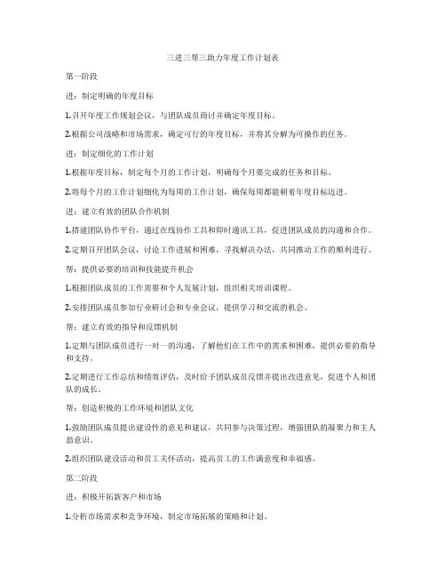三进三帮三助力年度工作计划表