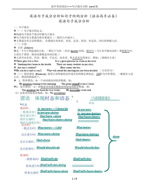 高中英语语法——句子成分分析  word版