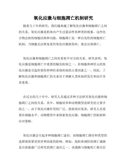 氧化应激与细胞凋亡机制研究