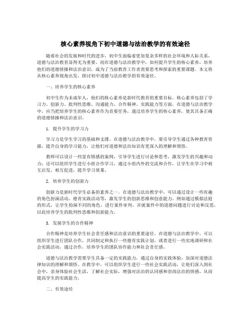 核心素养视角下初中道德与法治教学的有效途径