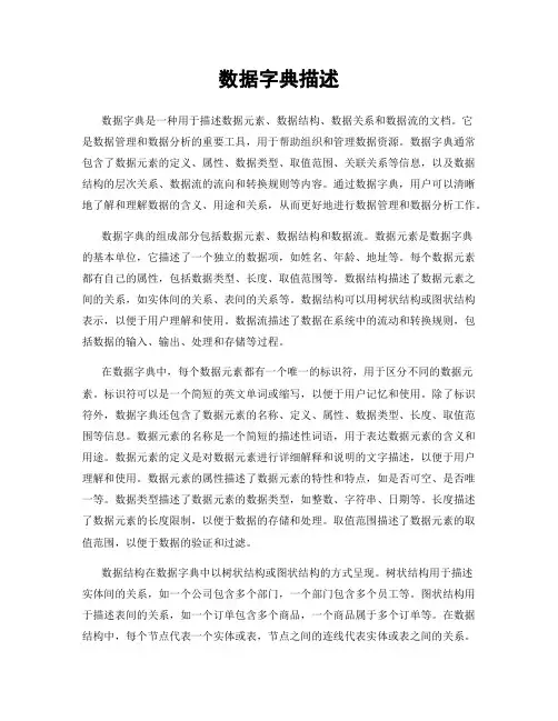 数据字典描述