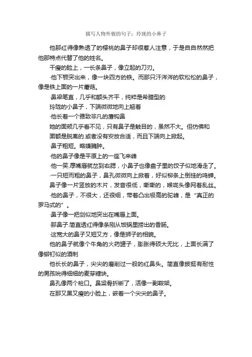 描写人物外貌的句子：玲珑的小鼻子_好词好句